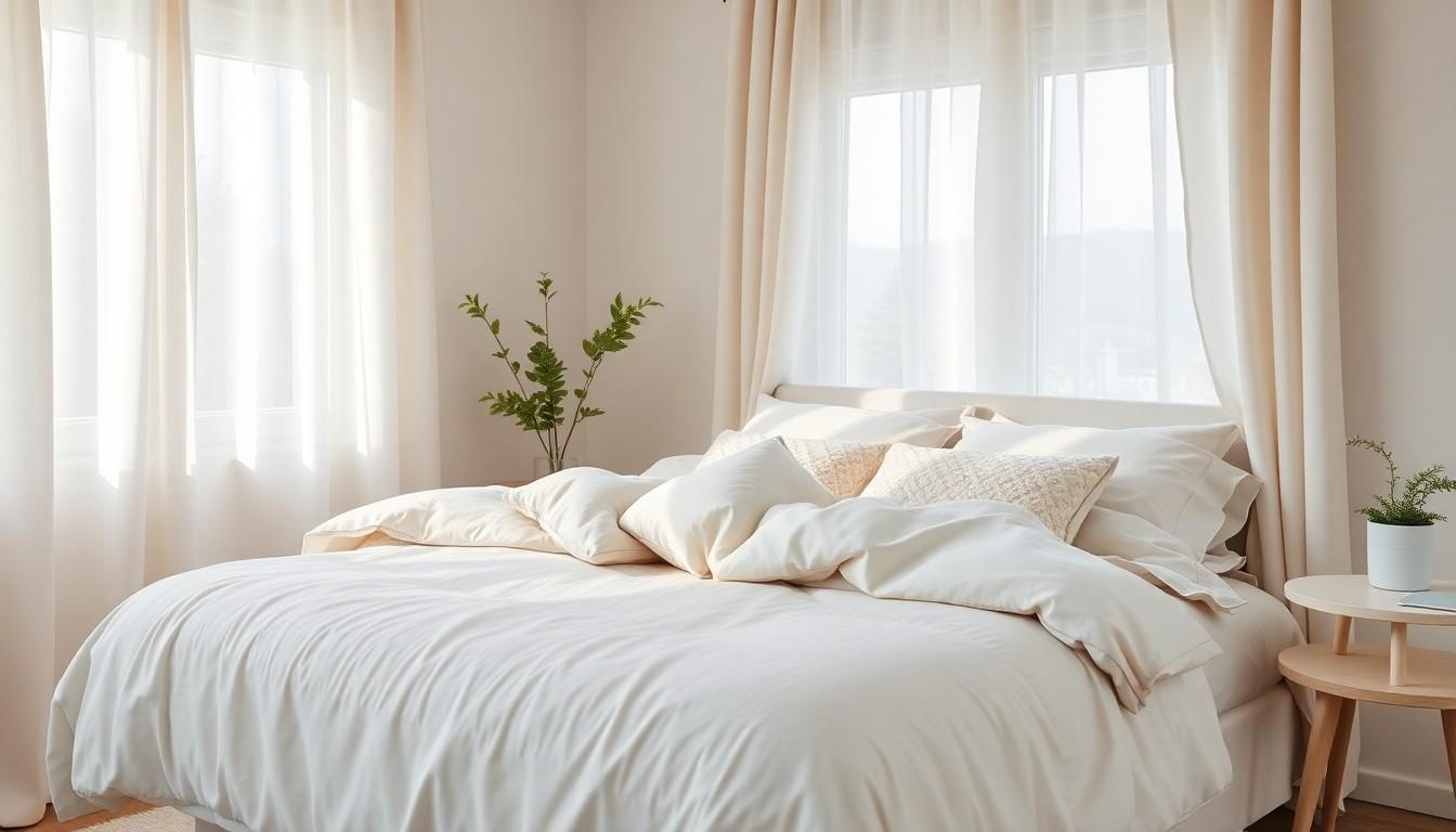 serene simple home bedding